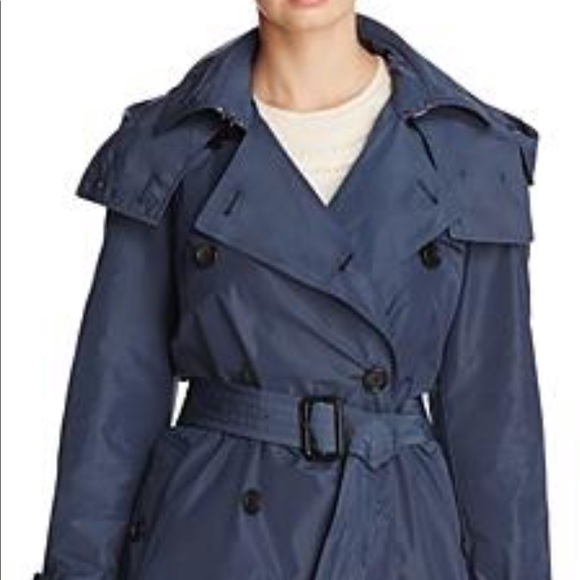 Burberry Amberford Hooded Trench in Airforce Blue